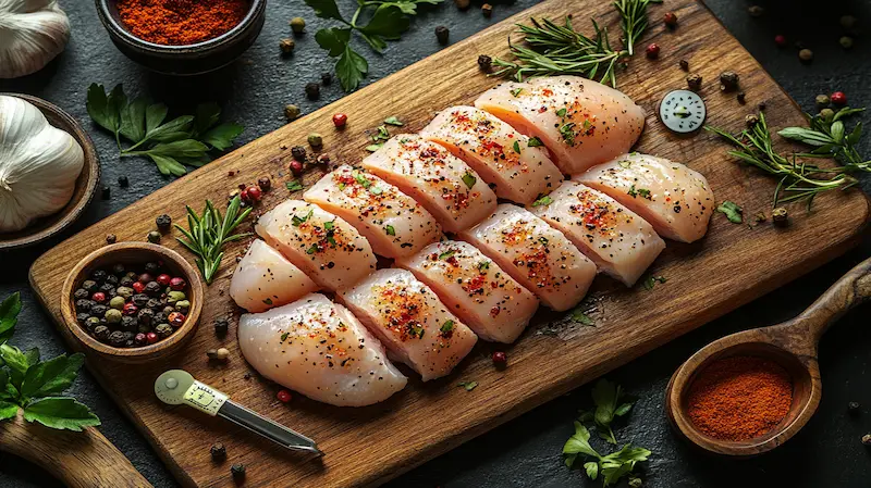 A visual representation of cooking frozen chicken without thawing.