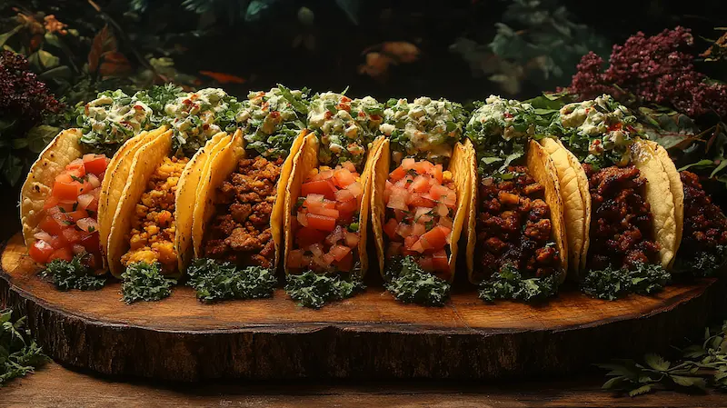 A platter of freshly made Smash Tacos Recipe garnished with fresh toppings.